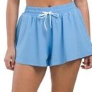 Balance Collection Womens Sky Blue Textured Athletic Shorts Sz L Built in Liner